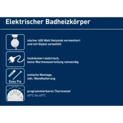Elektrischer Badheizkörper Wuppertal Mit Programmierbarem Thermostat 600 W -Haushaltsgegenstände Geschäft 4007871151554 A02 010819