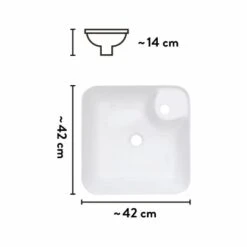 Baliv Aufsatzwaschbecken WBA-7010 43 Cm X 43 Cm -Haushaltsgegenstände Geschäft 4007873411533 VM01 170621