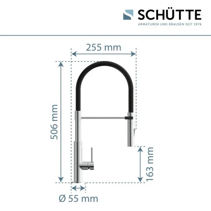 Schütte Spültischarmatur Mit Soft-Touch Schlauch Stilo Chrom-Schwarz 8 Schütte Spültischarmatur Mit Soft-Touch Schlauch Stilo Chrom-Schwarz – Bild 6