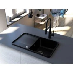 Miló Einbauspüle Granitverbundstoff Piu 78 Schwarz -Haushaltsgegenstände Geschäft 5903140018131 30