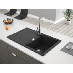 Miló Einbauspüle Granitverbundstoff Piatto 78 Graphit -Haushaltsgegenstände Geschäft 5903140018315 30