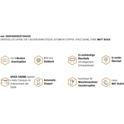 Miló Röhrensiphon-Set Mit Exzenter Mattschwarz Ø 114 Mm 9 Miló Röhrensiphon-Set Mit Exzenter Mattschwarz Ø 114 Mm – Bild 7