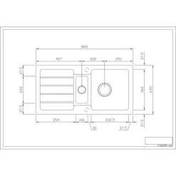 Eurodomo Einbauspüle Bali 86 Cm Mit Stopfenventil Beige -Haushaltsgegenstände Geschäft 62 bali 60c beige skizze 5